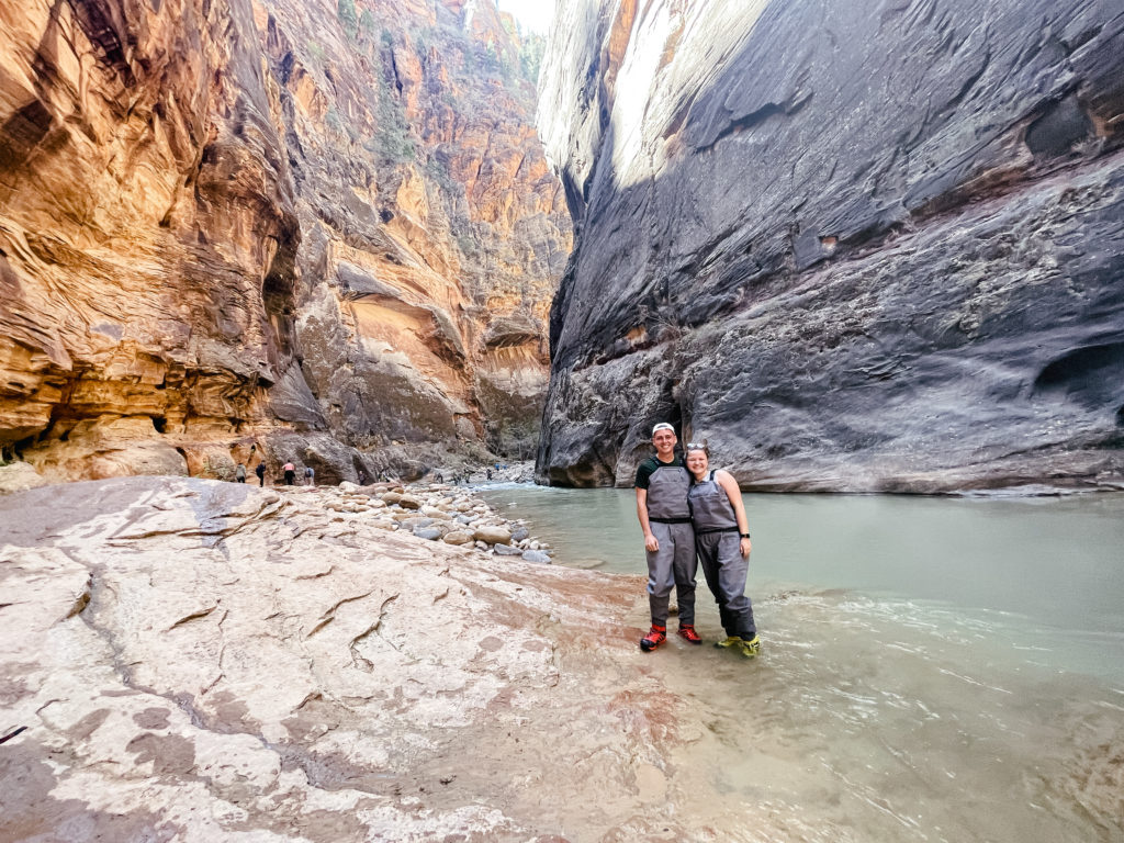 adventurous couple hiking